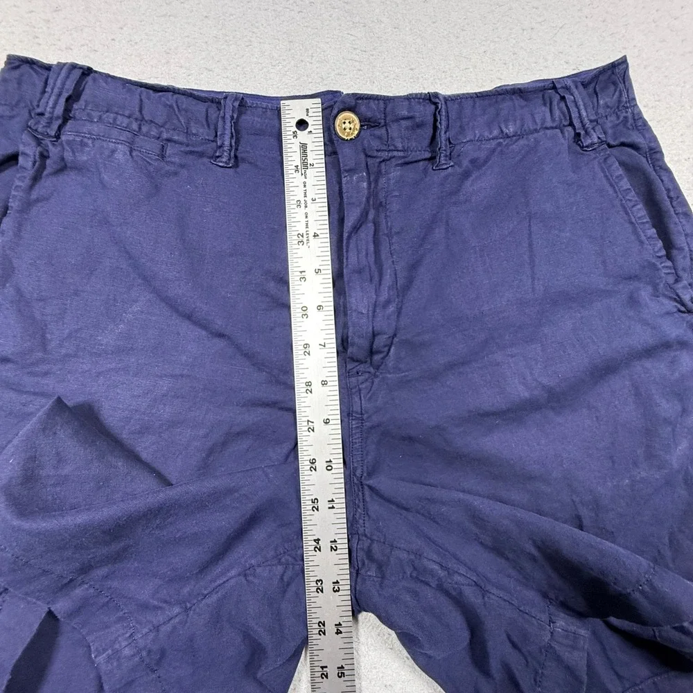 Polo Ralph Lauren Mens Classic Fit Linen Shorts Navy Blue Size 36